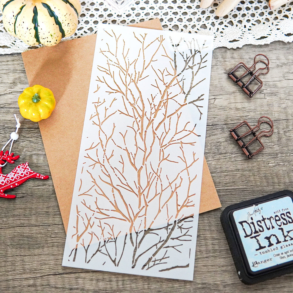Retro Branch Reusable Plastic Template For DIY Scrapbooking