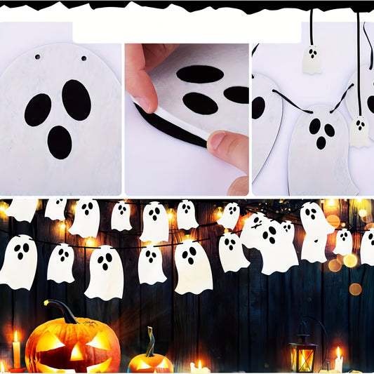 8pcs Halloween Spooky Ghost Paper Flag Wall Banner Decor