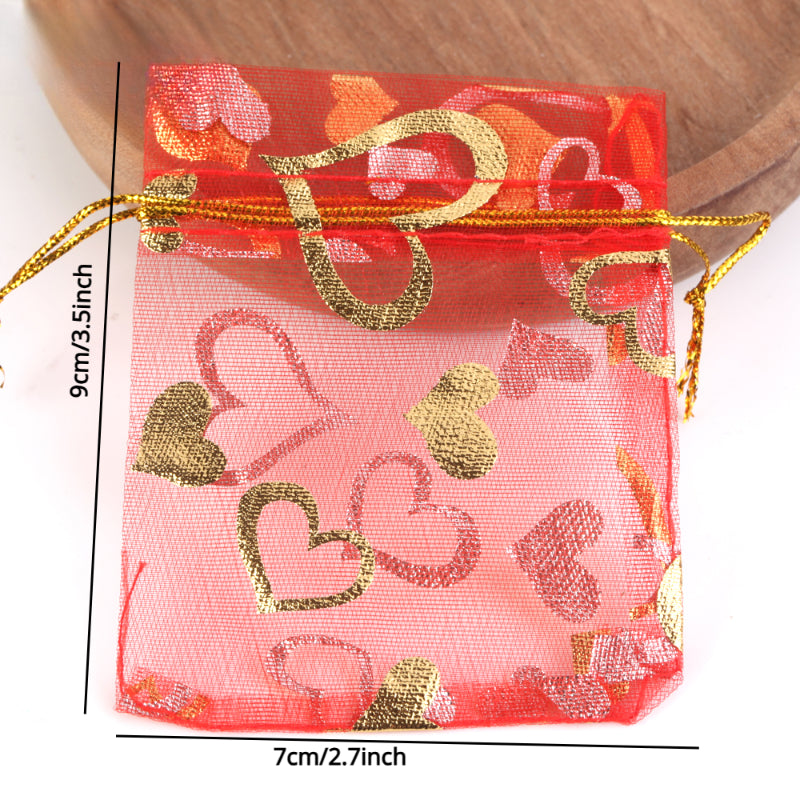 100pcs Colorful Drawstring Organza Bags 7x9cm Jewelry Packaging Party Pouches