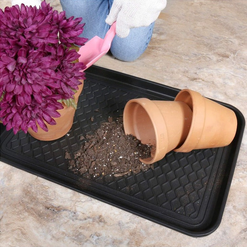 Square Plastic Boot Tray for Entryway Indoor and Outdoor Use