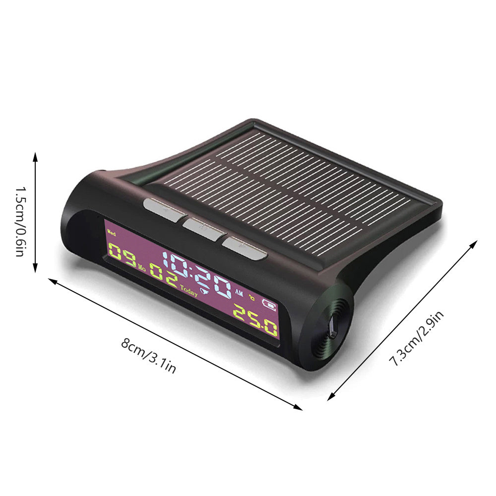 Solar Car Digital Clock Portable Car Thermometer Clock
