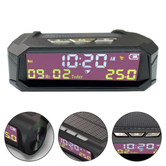 Solar Car Digital Clock Portable Car Thermometer Clock