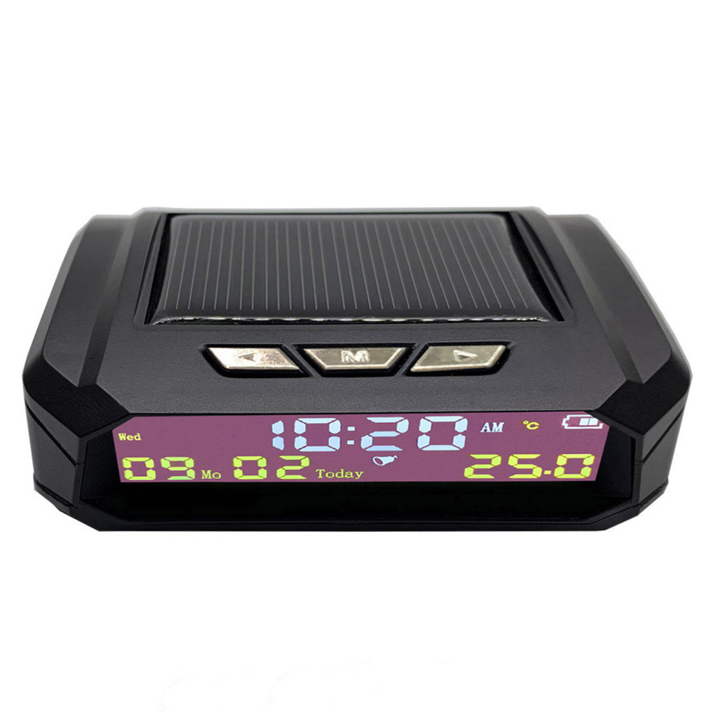 Solar Car Digital Clock Portable Car Thermometer Clock