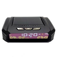 Solar Car Digital Clock Portable Car Thermometer Clock