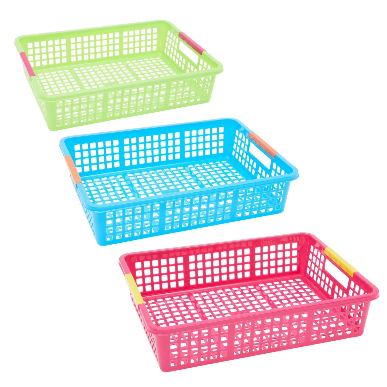 6pcs Colorful Plastic Storage Baskets for Classroom Supplies