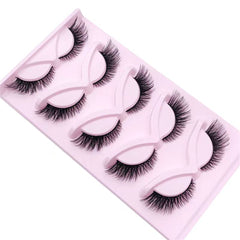 5 Pairs Faux Mink Eyelashes Long Curl Natural Cat Eye 3D Winged End False Lashes