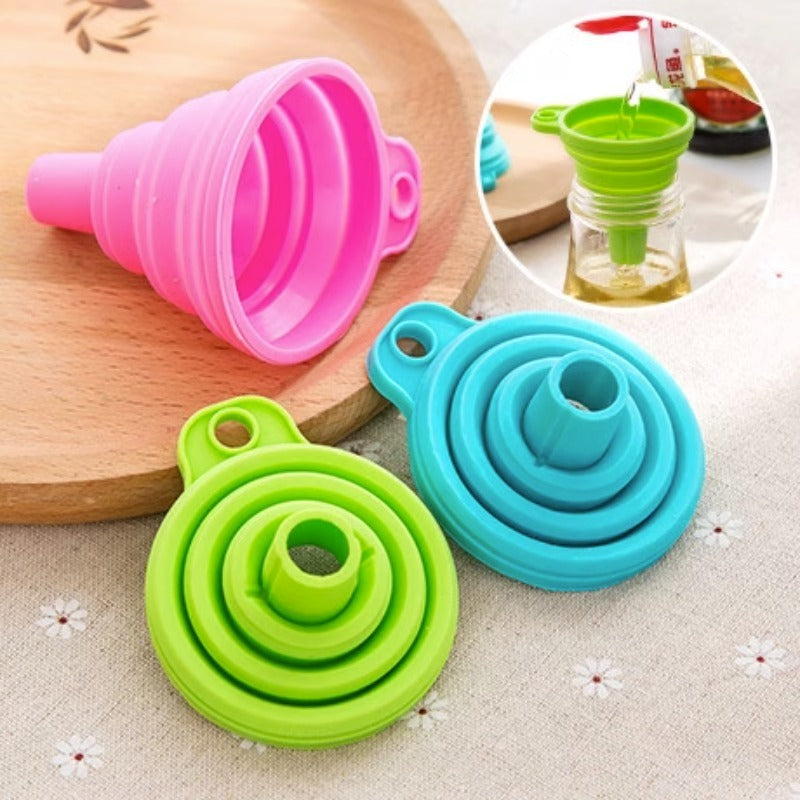 3pcs Flexible Silicone Funnel Liquid Jam Beans Car Burner Funnel