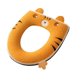 Cartoon Toilet Seat With Handle Winter Plush Cover