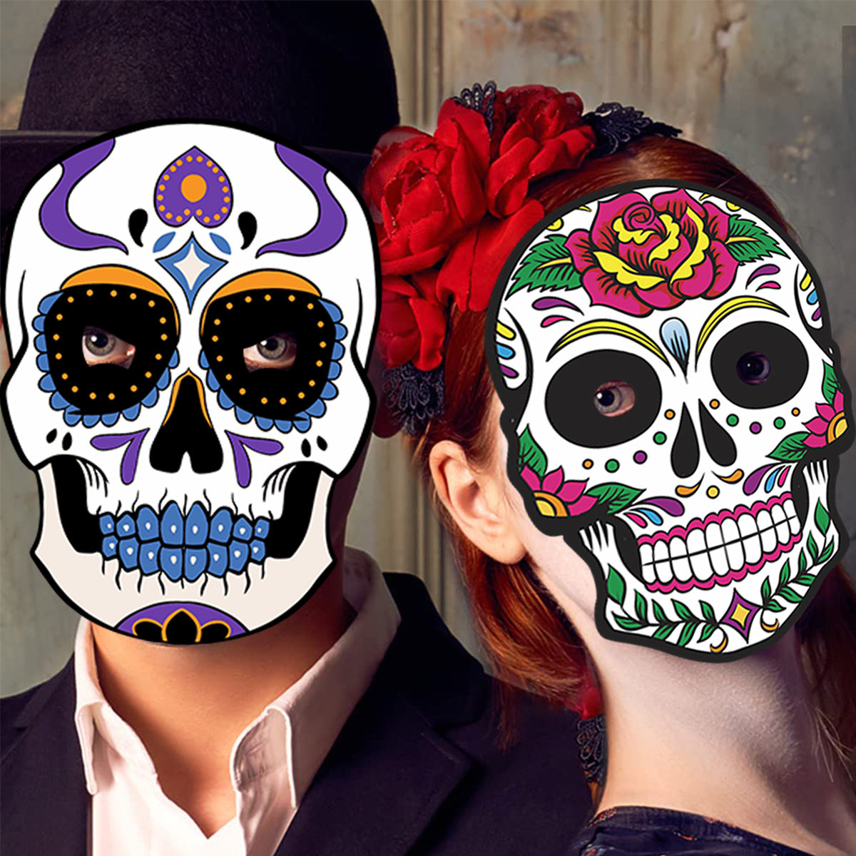6pcs Mexican Of The Dead DIY Paper Skull Masks