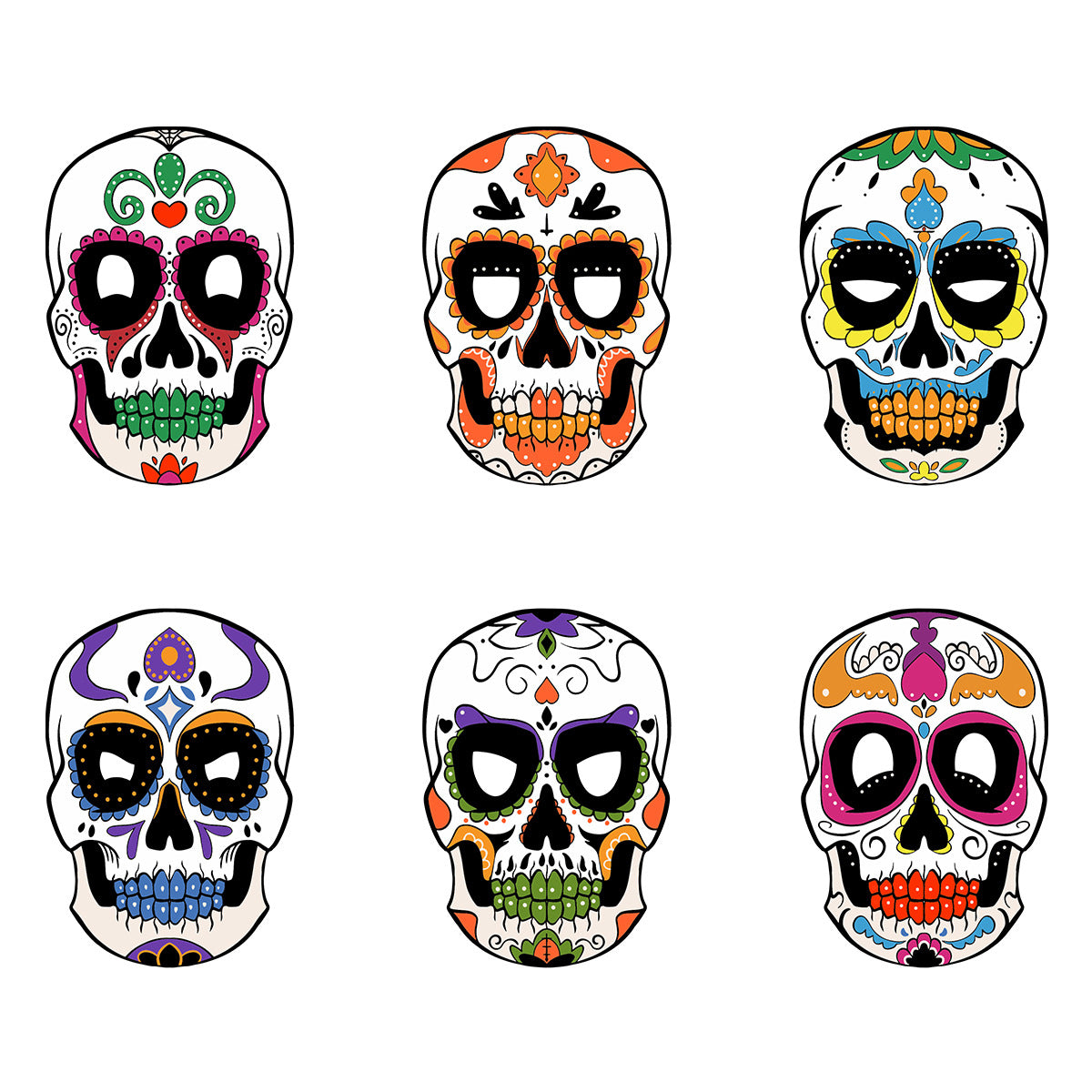 6pcs Mexican Of The Dead DIY Paper Skull Masks