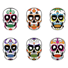 6pcs Mexican Of The Dead DIY Paper Skull Masks