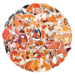 60pcs Cartoon Cunning Fox Stickers DIY Skateboard Guitar Water Cup Luggage