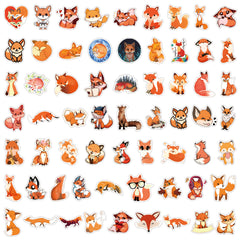 60pcs Cartoon Cunning Fox Stickers DIY Skateboard Guitar Water Cup Luggage