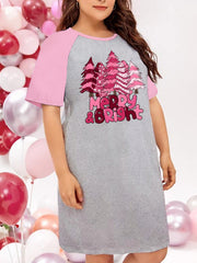  Christmas Nightdress Women's Plus Cookie Christmas Tree Tee Dress