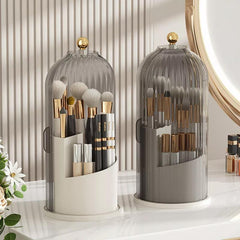 360 Rotating Clear Acrylic Makeup Brush Organizer with Dustproof Cover