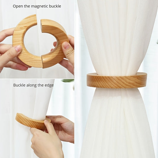 Wooden Curtain Tieback Magnetic Buckle Rotatable Holdback