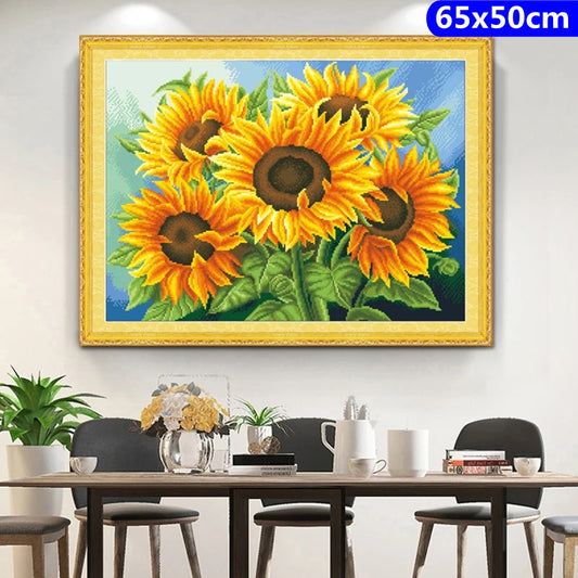 Sunflower Cross Stitch Kit Full Embroidery Home Wall Decor