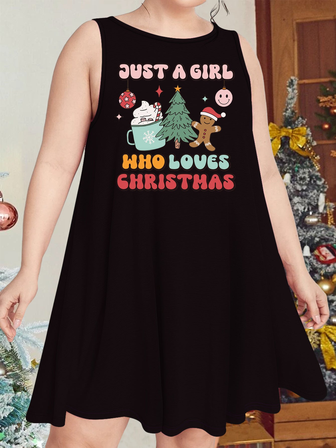  Christmas Casual Nightdress Women's Plus Christmas Tree & Bell