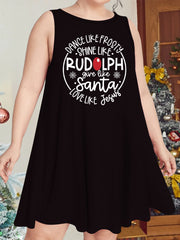  Christmas Nightdress Women's Letter & Snowflake Print Round Neck Tank