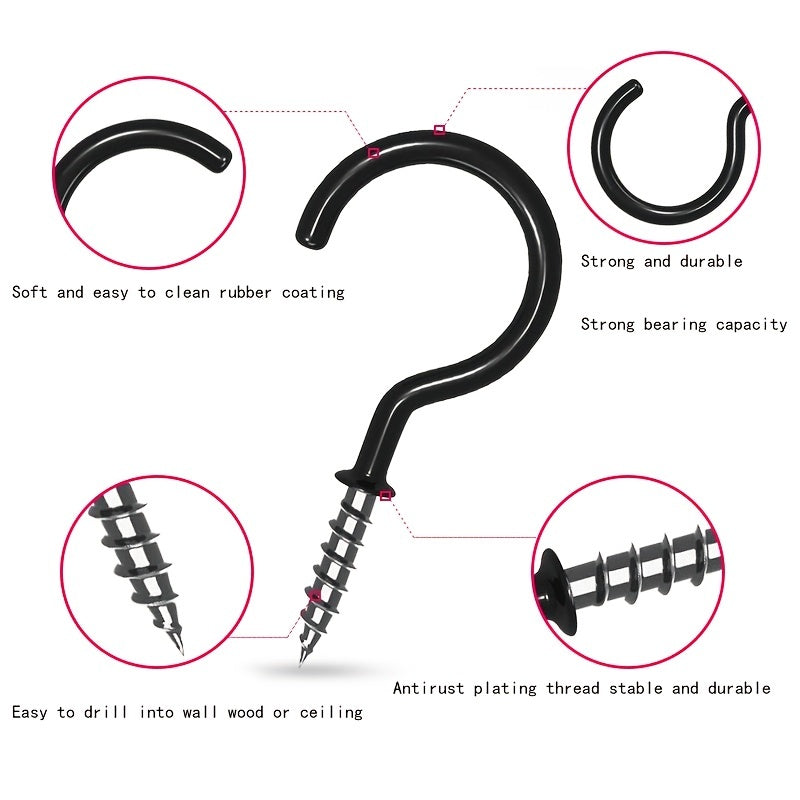 10pcs Vinyl Coated Ceiling Hooks Heavy Duty Screw Cup Hooks