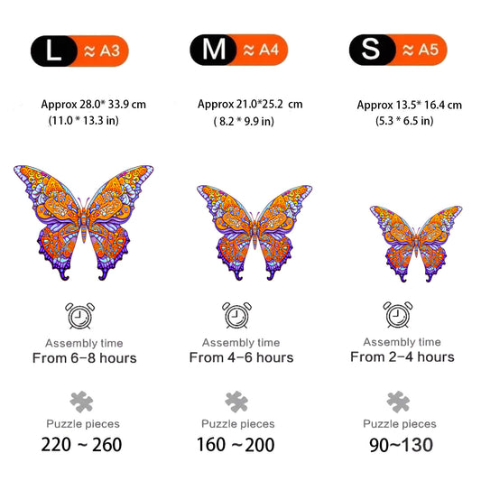 Colorful Butterfly Wooden Jigsaw Puzzles Adults Animals Shaped Wood