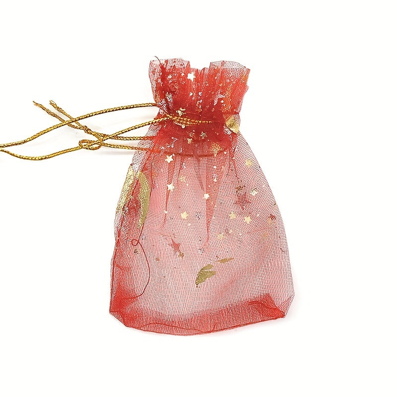 50pcs Mixed Moon Star Organza Bags Jewelry Gift Bags Wedding Party Cookie Bags