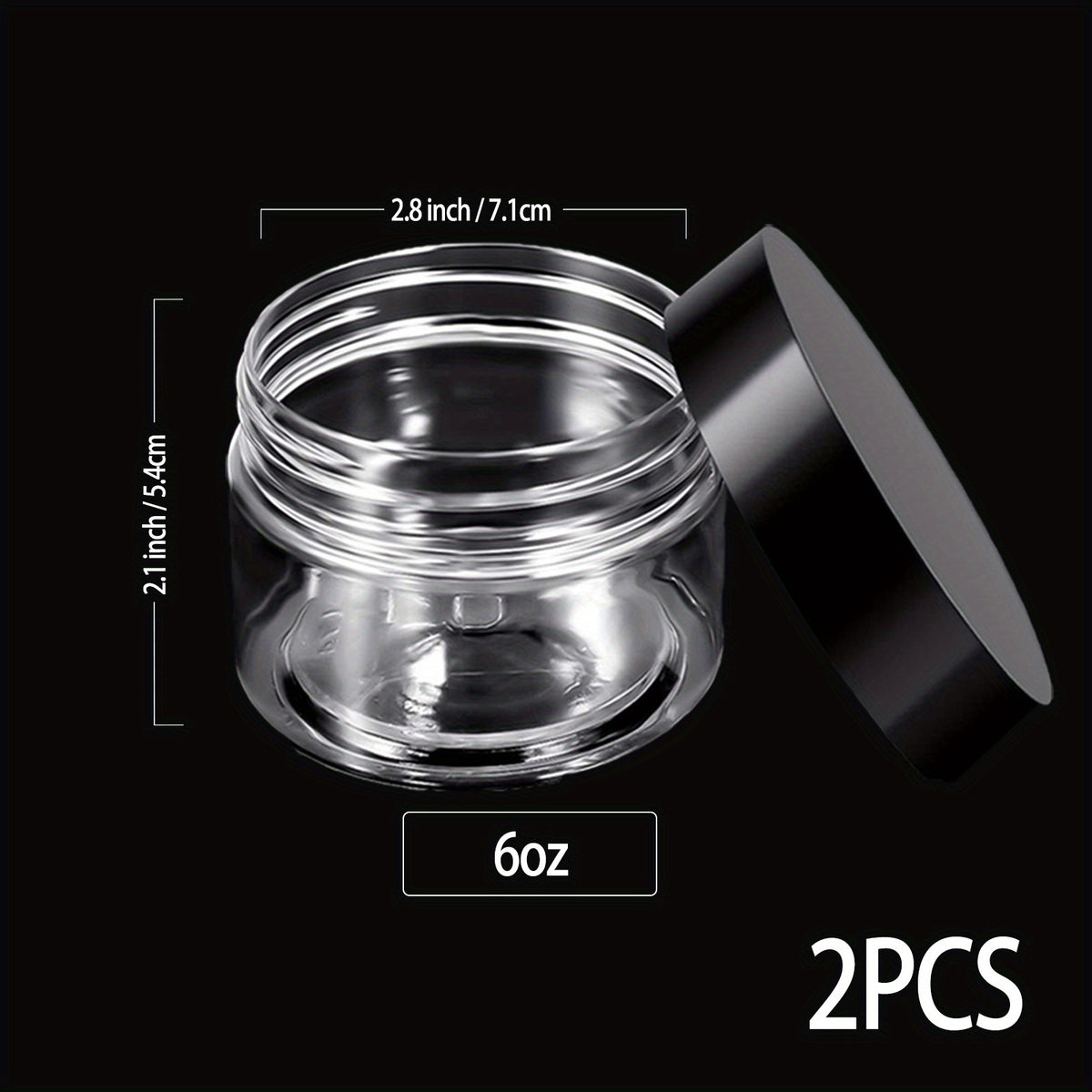 6pcs Clear Plastic Jars with Lid Leak Proof Cosmetic Container Travel Commute