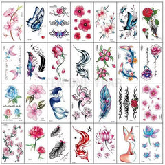 30 Sheets Waterproof Flower Tattoo Stickers for Women
