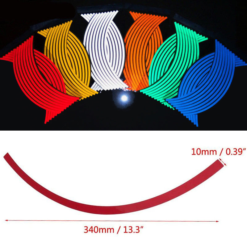 Reflective Rim Tape Decals Strips Motorcycle Wheel Tire Stickers