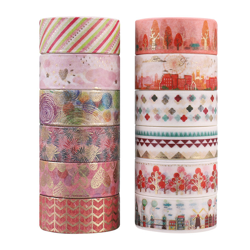 12 Rolls Box Washi Tape Set Decorative Masking Tape For Journaling DIY Crafts