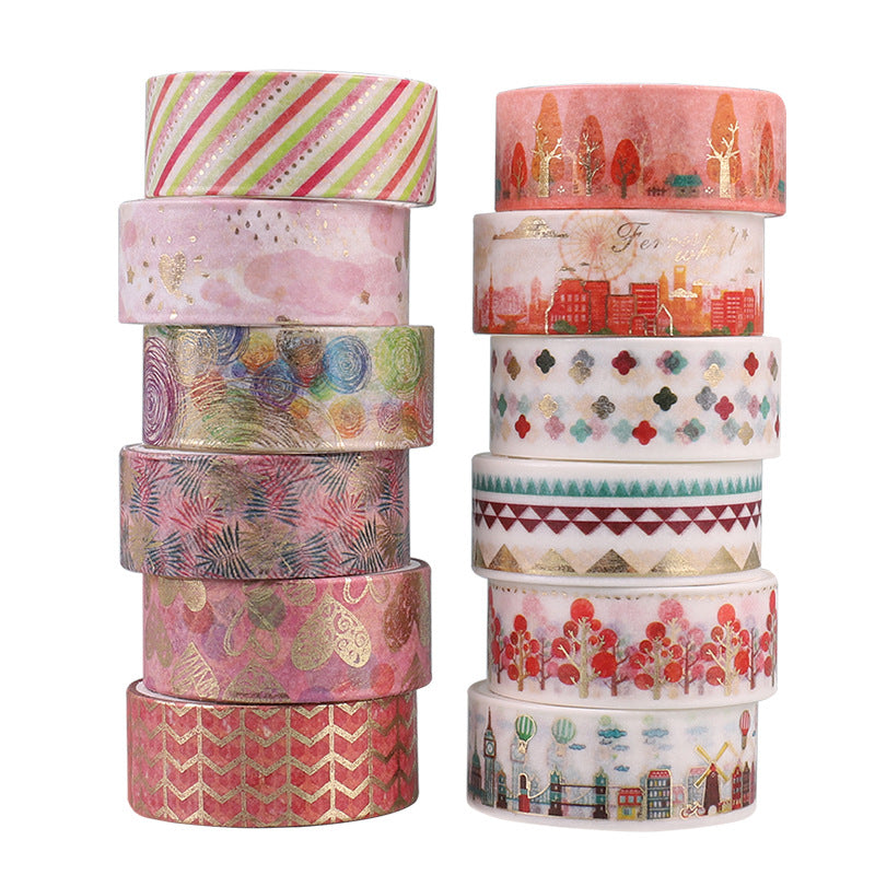 12 Rolls Box Washi Tape Set Decorative Masking Tape For Journaling DIY Crafts