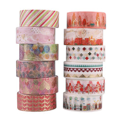 12 Rolls Box Washi Tape Set Decorative Masking Tape For Journaling DIY Crafts