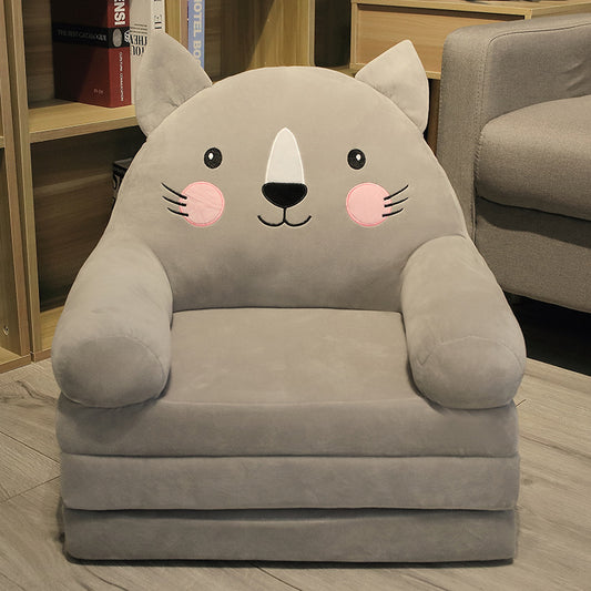 Kids' Folding Sofa Stool Plush Reclining Seat