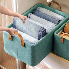 Foldable Storage Box Steel Frame Large Capacity Clothes Trousers Storage Basket