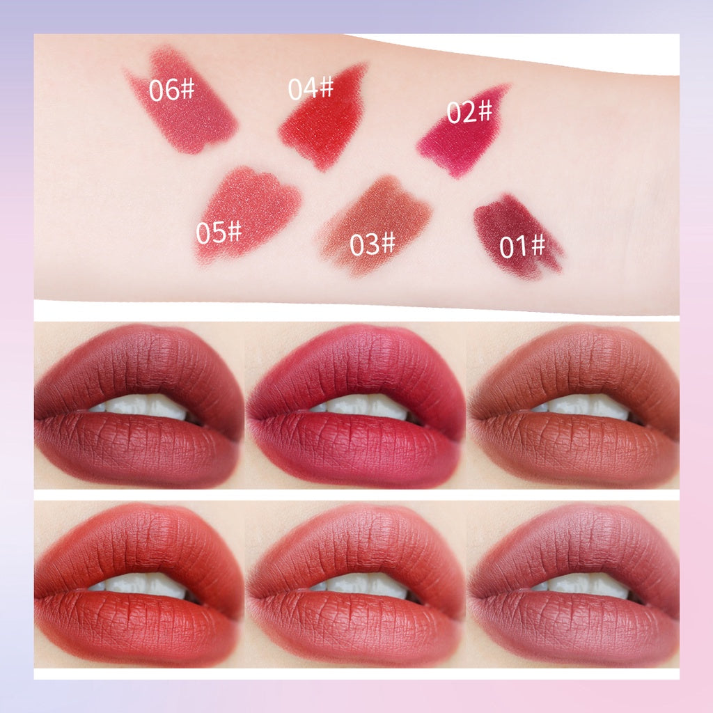 6 Pcs Star Mini Lipstick Set, Candy Matte Velvet Mist, Waterproof Lipgloss