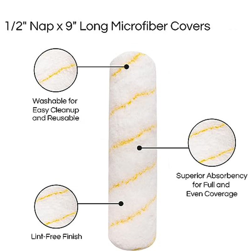 6pcs Pro Level Roller Cover 1/2 X 9 Inch Microfiber Sleeves