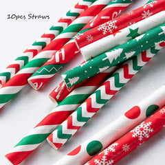 50pcs Multicolor Christmas Disposable Straws - Party Decorations
