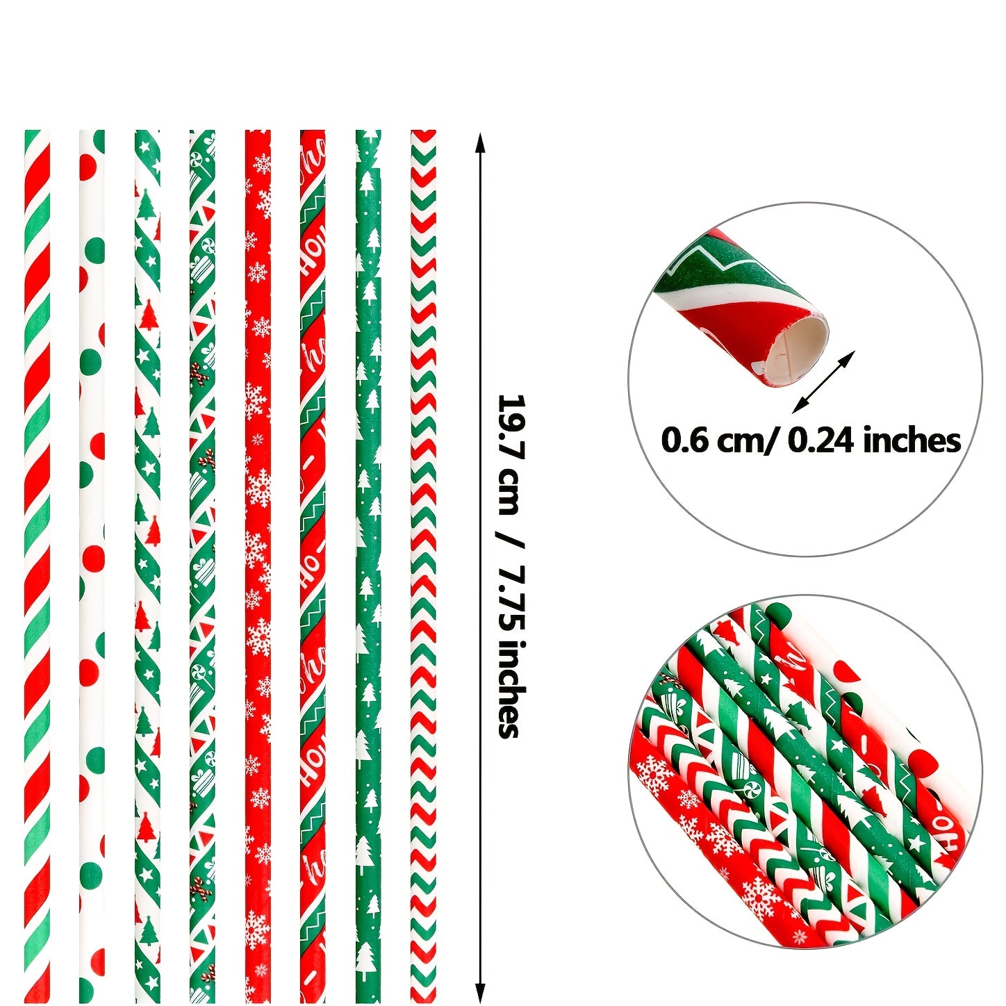 50pcs Multicolor Christmas Disposable Straws - Party Decorations