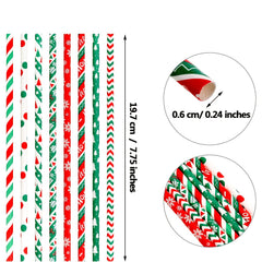 50pcs Multicolor Christmas Disposable Straws - Party Decorations