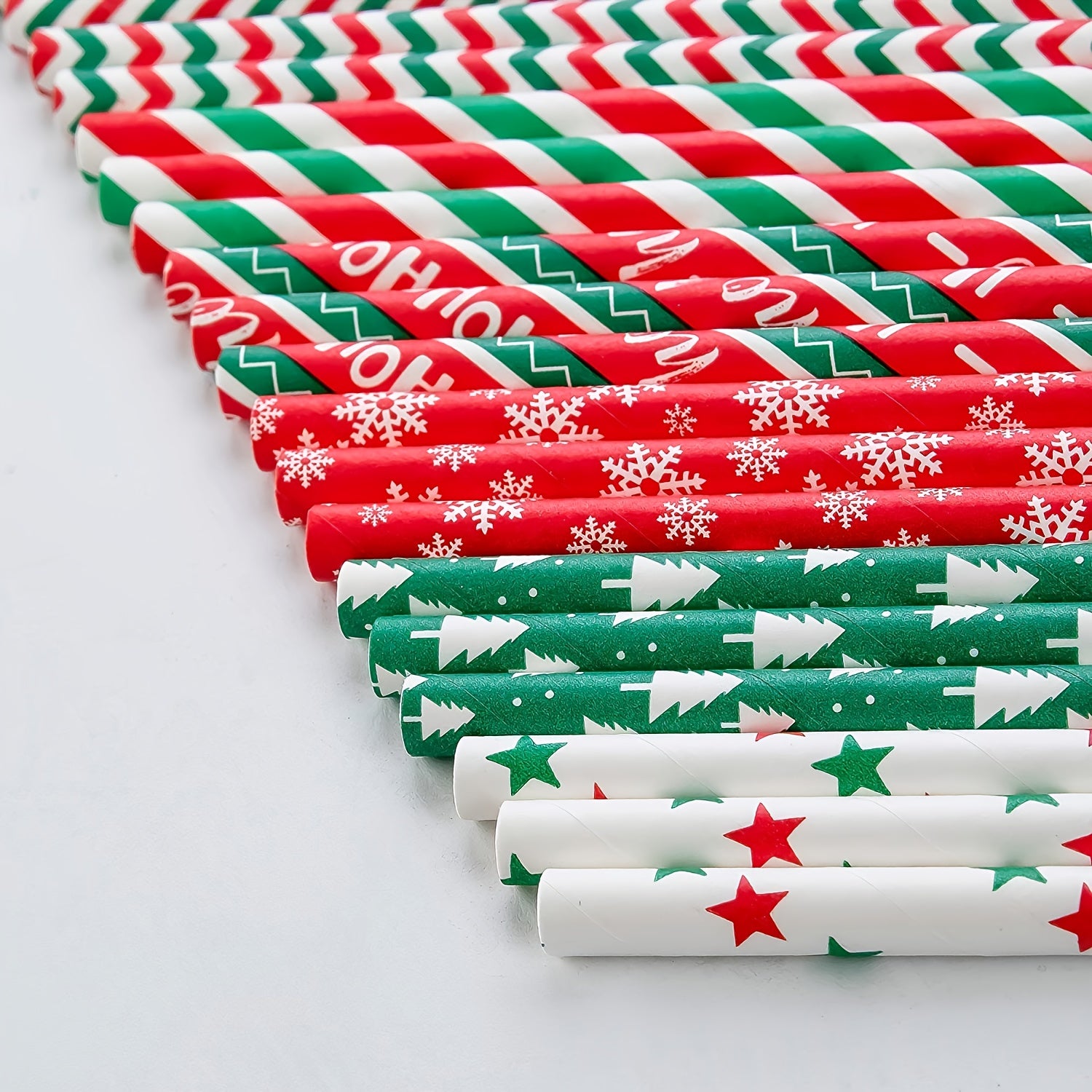 50pcs Multicolor Christmas Disposable Straws - Party Decorations