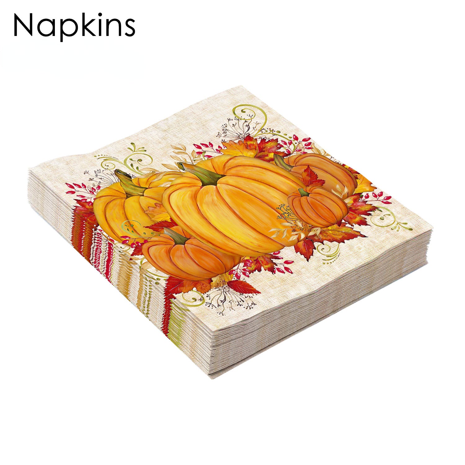 Autumn Thanksgiving Pumpkin Maple Leaf Party Tissue Napkin Set