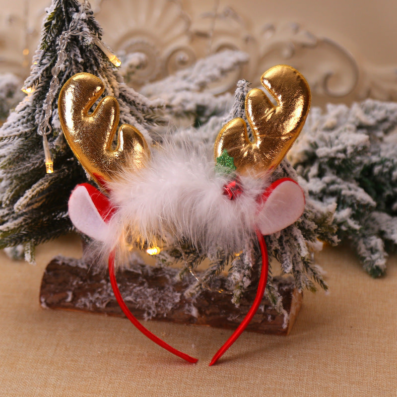 Christmas Deer Horn Bell Headband Hairpin Headpiece for Kids