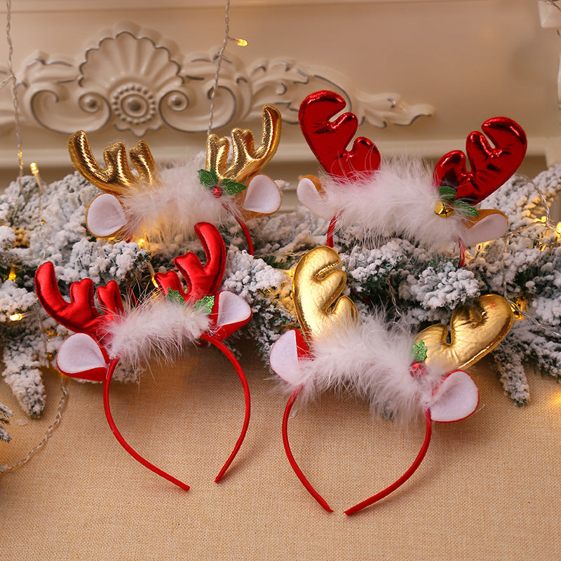 Christmas Deer Horn Bell Headband Hairpin Headpiece for Kids