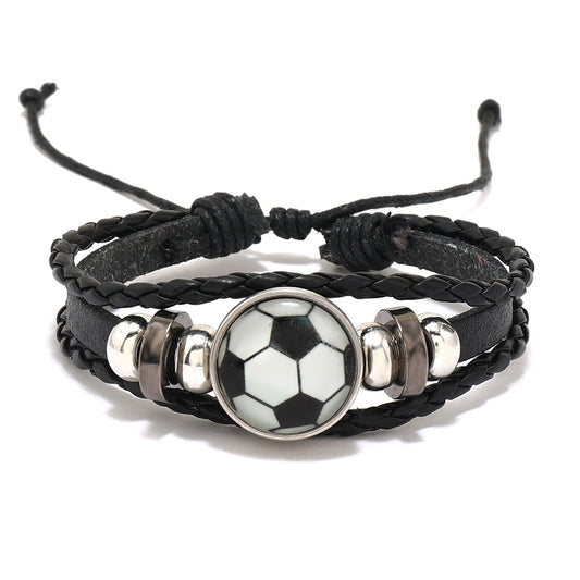 Sporty Style Football Beads Bracelet Wristband