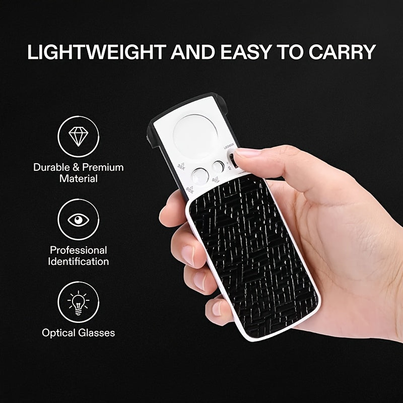 30X 60X 90X Jewelry Loupe Magnifier LED Lighted Eye Loupe Portable Magnifier