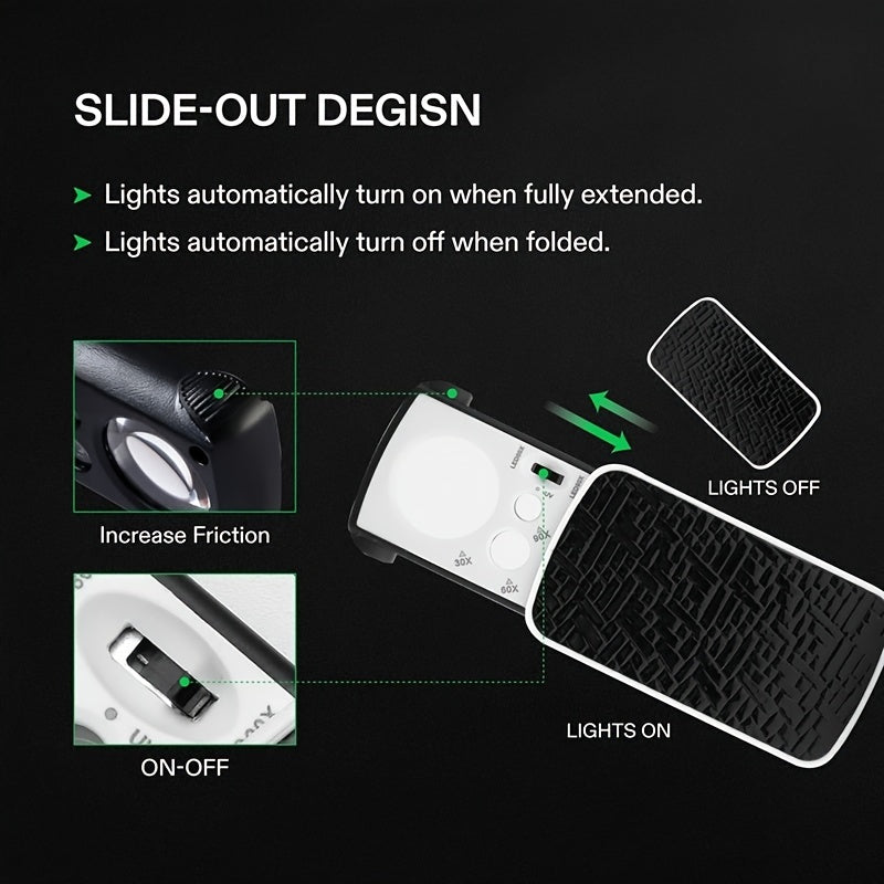 30X 60X 90X Jewelry Loupe Magnifier LED Lighted Eye Loupe Portable Magnifier