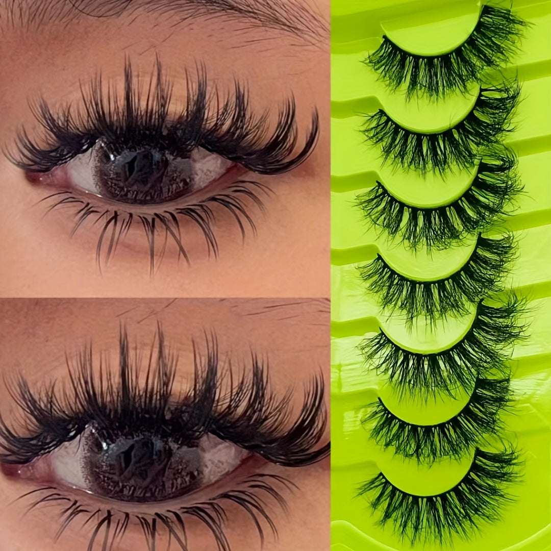 7 Pairs Fairy Style Wispy Cat Eye False Lashes Extension Natural Look