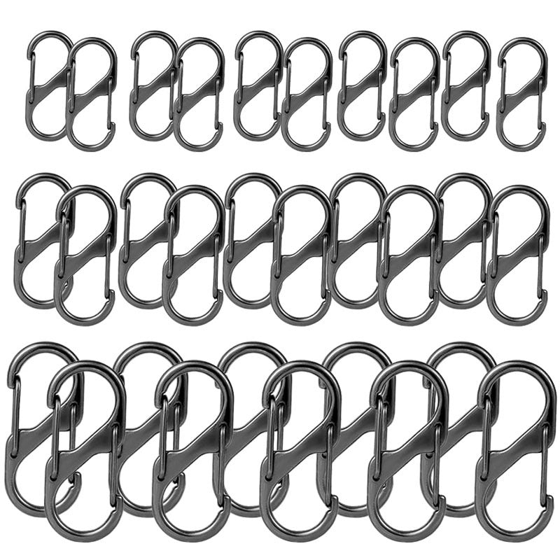30Pcs Metal Buckle Carabiner S Shaped Backpack Hanging Buckle for Camping Hiking