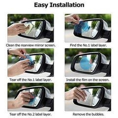 2pcs Car Rearview Mirror Protective Film Waterproof Glass Stickers