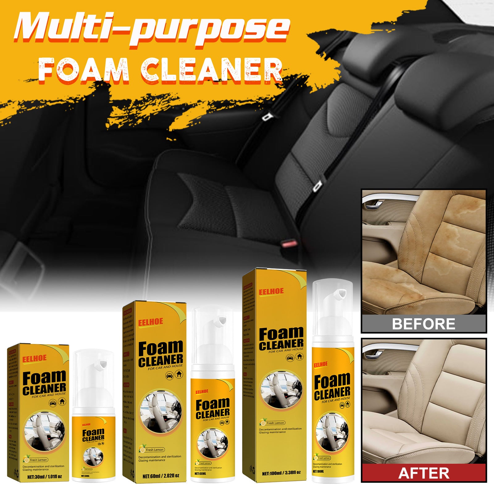 Foam Cleaner for Car Interior Faux Leather Seat